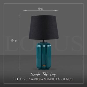 آباژور رومیزی چوبی سوئیچی مدل MIRABELLA کد TLSW-80806 رنگ TEAL-BL